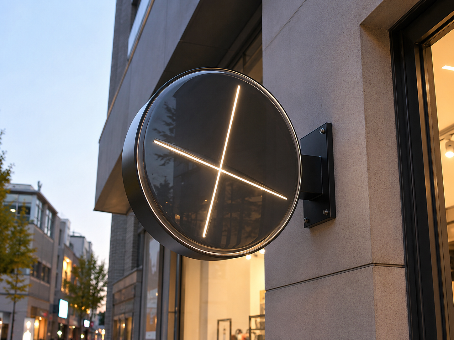 Protruding wall sign product and building-facade installation
